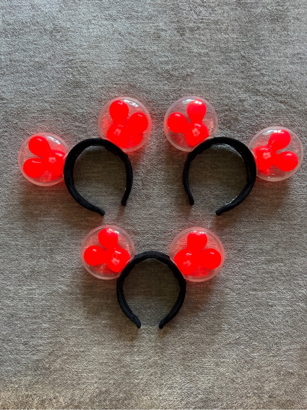3 Disney Light-Up Red Bubble Ear Headbands - Set of 3